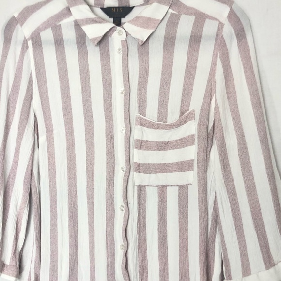 MIX | 41 Hawthorn Top Button Up Stripe Blouse Shirt Large - Picture 2 of 8